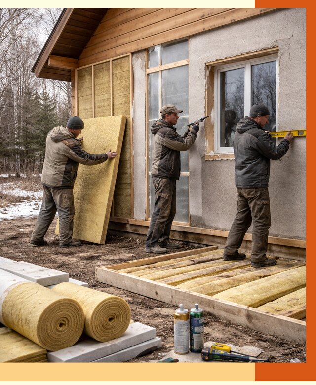 Утепление дачного дома в Мирном от 4802 руб/м2 — недорого | ТепломастерМир