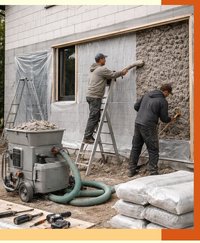 Утепление дома из газобетона эковатой в Мирном от 4549 руб./м2 | ТепломастерМир